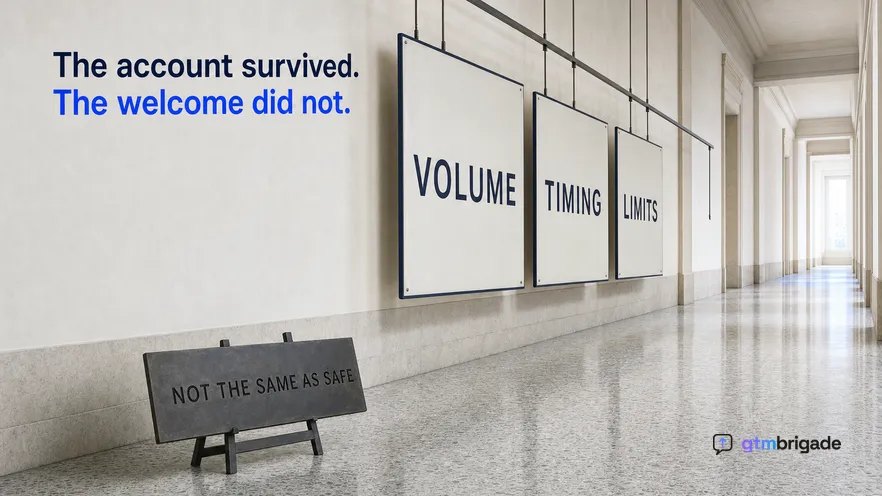 A wide daylight view down a long municipal corridor of hung enamel notice boards receding in one-point perspective, three boards fully lettered and one hanging rail standing completely bare