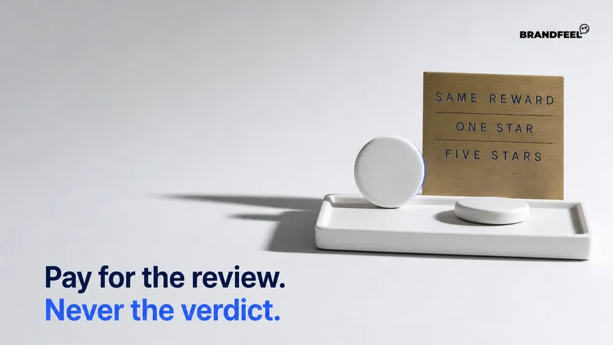 A single fictional white ceramic reward token photographed on a bright studio sweep beside a museum-style engraved spec plate, with an identical second token resting in shadow just outside the lit area